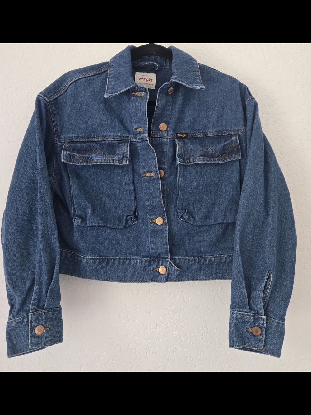 Wrangler Cropped Women's Dark Blue Denim Trucker Jacket